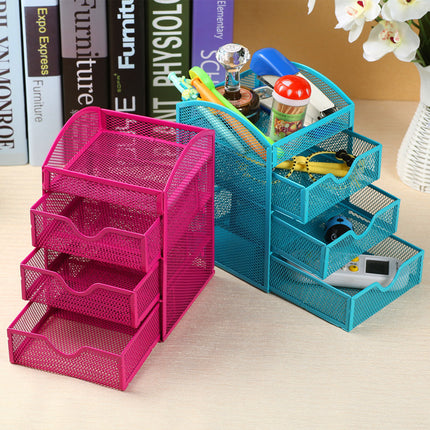 Iron Color Classic Iron Mesh Office Desktop Storage Box Metal Nine-Grid Pen Container Stationery Pen Organize Storage Box