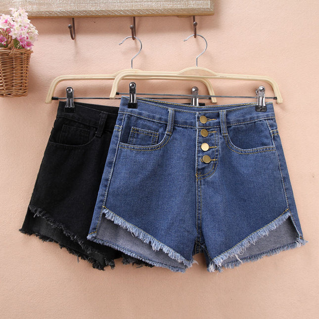 Dropshipping New Summer Style with Holes in Front, Short in Back and Long in Back, A-Line Sexy Denim Shorts That Look Slimmer