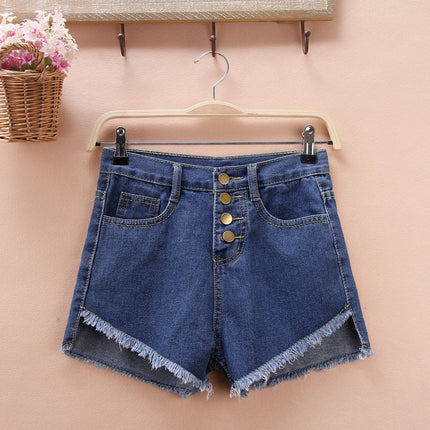 Dropshipping New Summer Style with Holes in Front, Short in Back and Long in Back, A-Line Sexy Denim Shorts That Look Slimmer