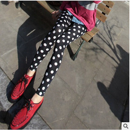 Summer Hot-selling Mesh Perspective Leggings Black and White Dot Slim Breathable Ankle-length Pants Thin All-match Sunscreen Women's Pants