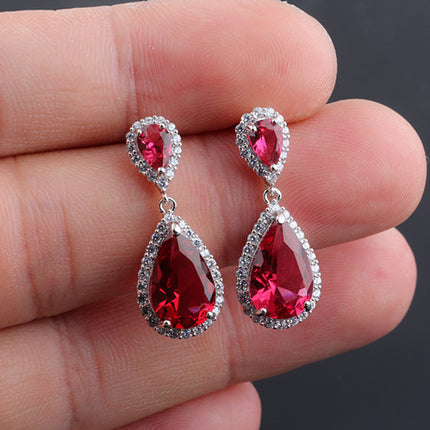 Qingxing Rouge Earrings High Quality Eight Heart Eight Arrows Zircon Inlaid Dinner Style Earrings European and American Cross-border Manufacturers Supply