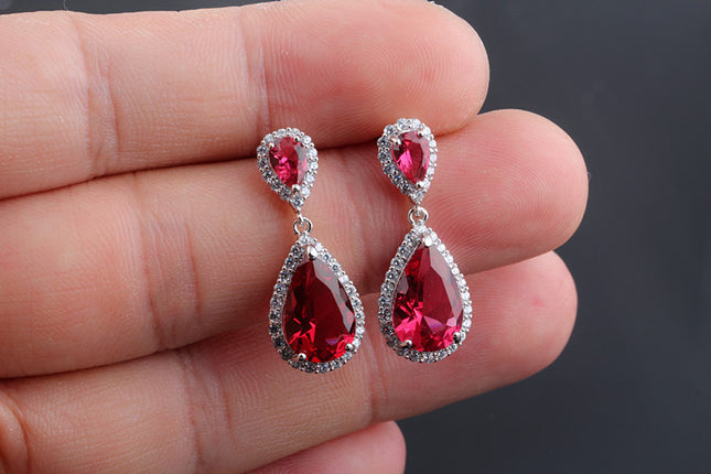 Qingxing Rouge Earrings High Quality Eight Heart Eight Arrows Zircon Inlaid Dinner Style Earrings European and American Cross-border Manufacturers Supply