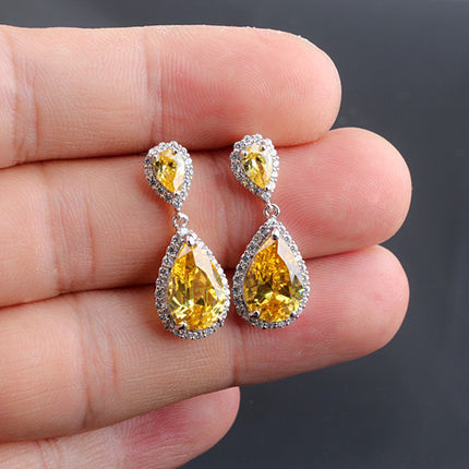 Qingxing Rouge Earrings High Quality Eight Heart Eight Arrows Zircon Inlaid Dinner Style Earrings European and American Cross-border Manufacturers Supply