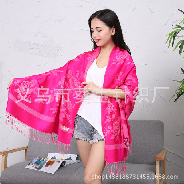 New Jacquard Ethnic Style Scarf Women Air Conditioning Shawl Yunnan Lijiang Bohemian Scarf Autumn and Winter Shawl