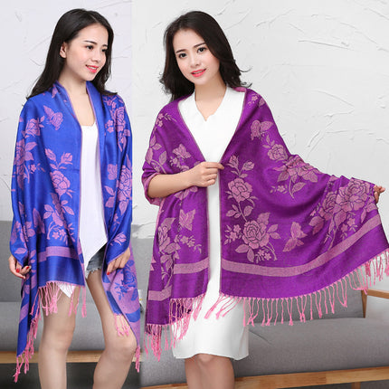 New Jacquard Ethnic Style Scarf Women Air Conditioning Shawl Yunnan Lijiang Bohemian Scarf Autumn and Winter Shawl