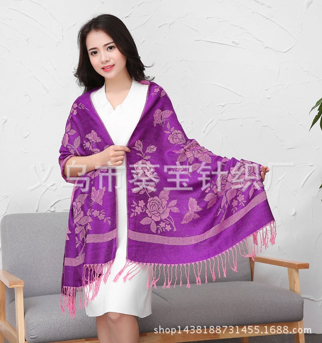 New Jacquard Ethnic Style Scarf Women Air Conditioning Shawl Yunnan Lijiang Bohemian Scarf Autumn and Winter Shawl