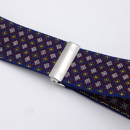 Men's Boxed Jacquard Strap 3.5 Three-clip Printed Ribbon High Elastic Strap Check Color