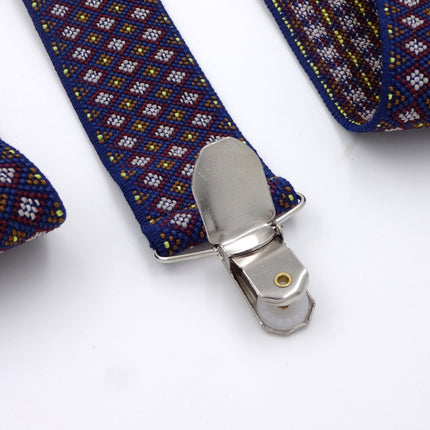 Men's Boxed Jacquard Strap 3.5 Three-clip Printed Ribbon High Elastic Strap Check Color