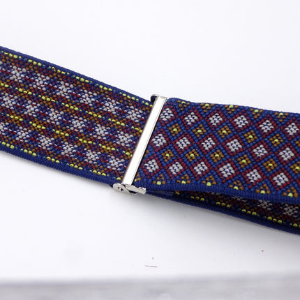 Men's Boxed Jacquard Strap 3.5 Three-clip Printed Ribbon High Elastic Strap Check Color