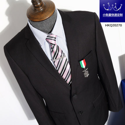British Striped Men's Suit Slim Fit Business Gentleman Gray Business Suit for Banquet Light Business Style