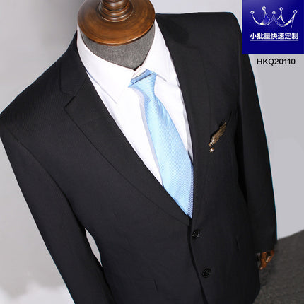 British Striped Men's Suit Slim Fit Business Gentleman Gray Business Suit for Banquet Light Business Style