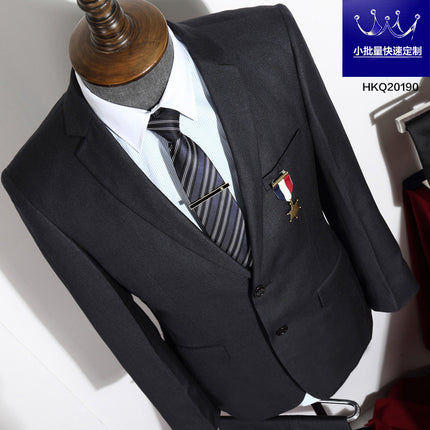British Striped Men's Suit Slim Fit Business Gentleman Gray Business Suit for Banquet Light Business Style