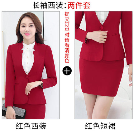 Business Wear Women's Autumn Long-sleeved OL Business suit Pants Slim-fit Interview Dress Overalls Three-piece Set