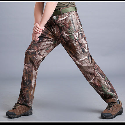 Softshell Jacket Softshell Pants Outdoor Military Fan Pants Windproof Waterproof Thermal Pants Durable Camouflage Slimming