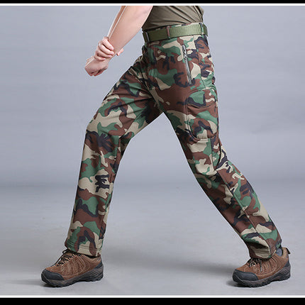 Softshell Jacket Softshell Pants Outdoor Military Fan Pants Windproof Waterproof Thermal Pants Durable Camouflage Slimming