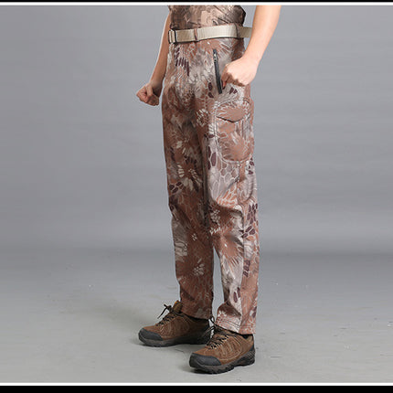 Softshell Jacket Softshell Pants Outdoor Military Fan Pants Windproof Waterproof Thermal Pants Durable Camouflage Slimming