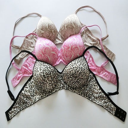 Silk Bra Without Steel Ring Mulberry Silk Bra Thin Mold Women's Underwear Sexy Printed Comfortable M-XL