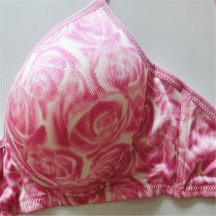 Silk Bra Without Steel Ring Mulberry Silk Bra Thin Mold Women's Underwear Sexy Printed Comfortable M-XL