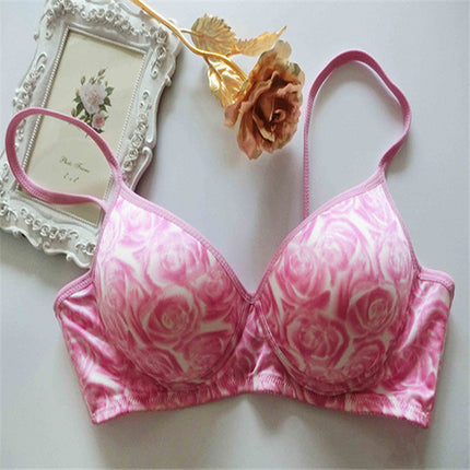Silk Bra Without Steel Ring Mulberry Silk Bra Thin Mold Women's Underwear Sexy Printed Comfortable M-XL