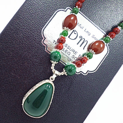 European and American ethnic style imitation beeswax color shell long sweater chain autumn and winter retro water drop necklace jewelry wholesale