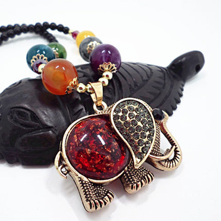 European and American ethnic style imitation beeswax color shell long sweater chain autumn and winter retro water drop necklace jewelry wholesale