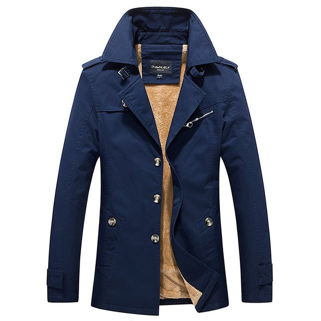 2025 Winter Men's Casual Jacket with Fleece Lining, Thickened Windbreaker, Men's Cotton Coat, Export Dropshipping