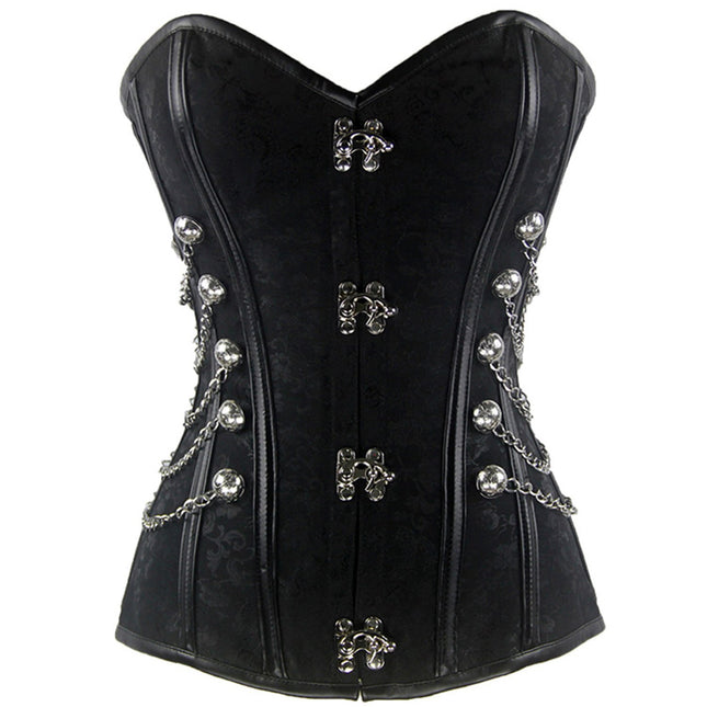 Foreign Trade Classic Punk Shaper Palace Buckle Side Chain Jacquard Steel Bone Vest Vintage Corset