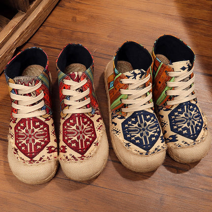 2026 Spring New Ethnic Style Women's Shoes College Style Breathable Comfortable Cotton and Linen Shoes Embroidered Shoes One Piece Wholesale
