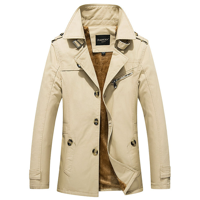 2025 Winter Men's Casual Jacket with Fleece Lining, Thickened Windbreaker, Men's Cotton Coat, Export Dropshipping