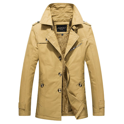 2025 Winter Men's Casual Jacket with Fleece Lining, Thickened Windbreaker, Men's Cotton Coat, Export Dropshipping