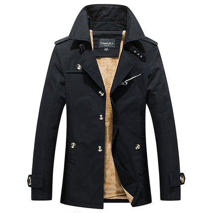 2025 Winter Men's Casual Jacket with Fleece Lining, Thickened Windbreaker, Men's Cotton Coat, Export Dropshipping