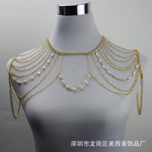 body chain jewelry European and American simple chain multi-layer shoulder chain body chain European and American exaggerated necklace