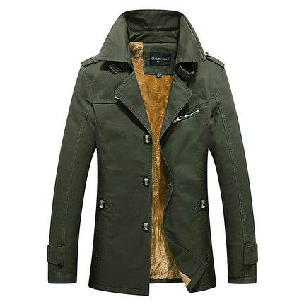 2025 Winter Men's Casual Jacket with Fleece Lining, Thickened Windbreaker, Men's Cotton Coat, Export Dropshipping