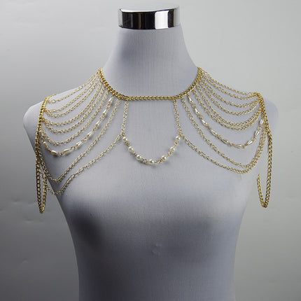 body chain jewelry European and American simple chain multi-layer shoulder chain body chain European and American exaggerated necklace