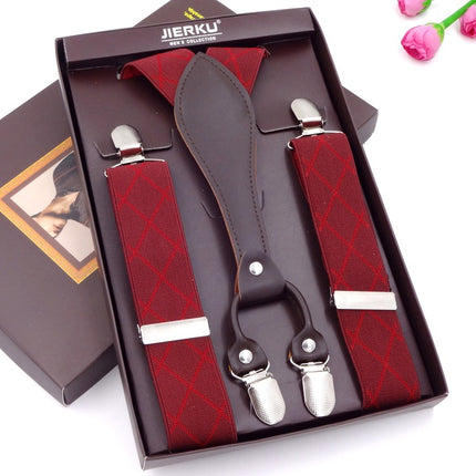 Men's Strap Suit Pants Strap Clip Suspender Strap for the Elderly Men's Fat Men's Elasticated Shoulder Strap Four Clips Black jek