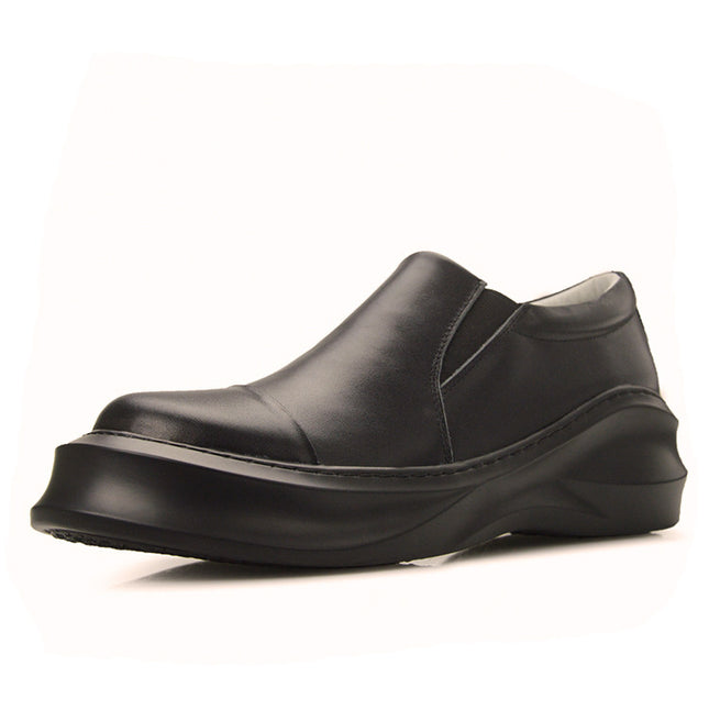 Korean Style Trendy Lightweight Thick-Soled Slip-On Shoes, Height-Increasing Casual Shoes, Cowhide Men's Platform Shoes