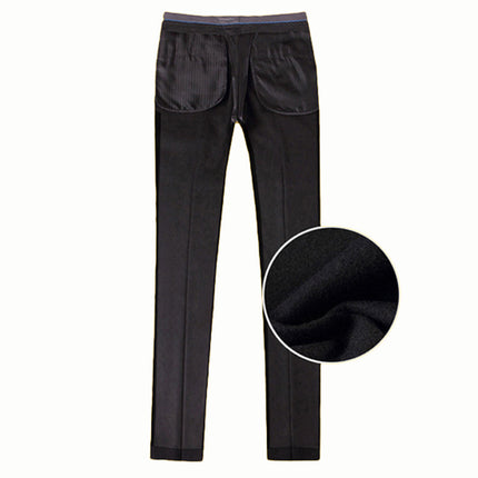 Fleece-Lined Men's Dress Pants, Cold-Resistant, Professional, Fashionable, Wrinkle-Free, Business, Warm, Straight-Leg, Wholesale, Winter Business Pants