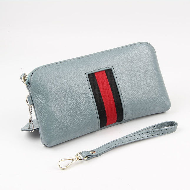 First Layer Cowhide Women's Long Wallet Genuine Leather Zipper European and American Big Brand Wallet Women's Clutch Soft Leather Mobile Phone Bag