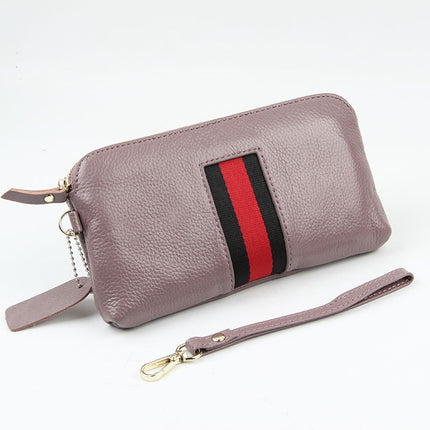 First Layer Cowhide Women's Long Wallet Genuine Leather Zipper European and American Big Brand Wallet Women's Clutch Soft Leather Mobile Phone Bag