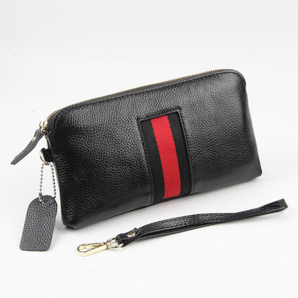 First Layer Cowhide Women's Long Wallet Genuine Leather Zipper European and American Big Brand Wallet Women's Clutch Soft Leather Mobile Phone Bag