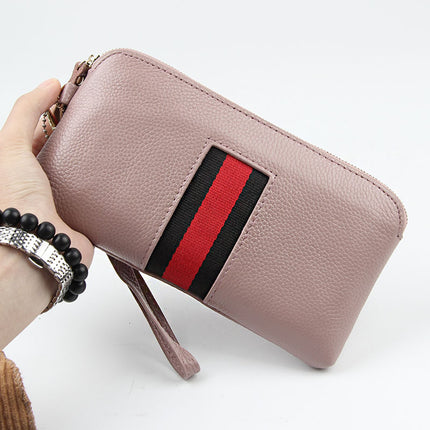 First Layer Cowhide Women's Long Wallet Genuine Leather Zipper European and American Big Brand Wallet Women's Clutch Soft Leather Mobile Phone Bag