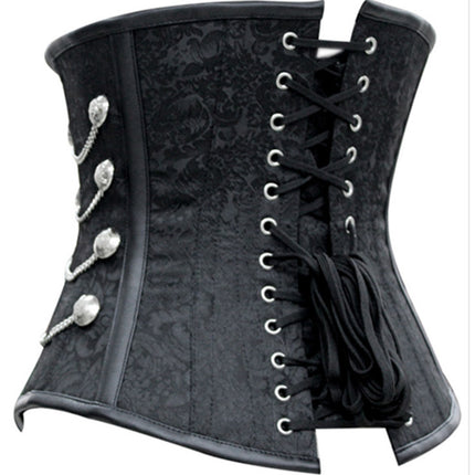 European and American Gothic Court Shaper Foreign Trade wish Amazon AliExpress Supply Black Chain Waist Clip Corset