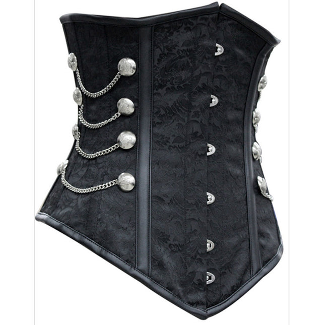 European and American Gothic Court Shaper Foreign Trade wish Amazon AliExpress Supply Black Chain Waist Clip Corset