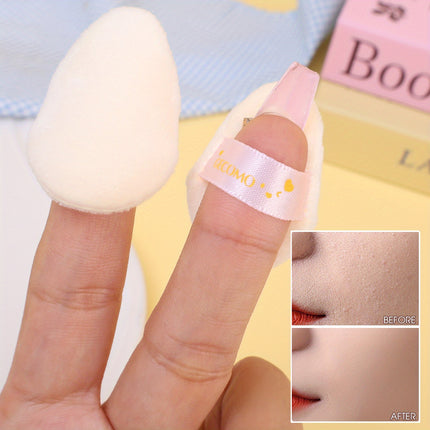 Soft Velvet Makeup Puff with Box Mini Finger Shape Foundation Highlighter Powder Puff Set Cute Blush Concealer Cosmetic Sponge