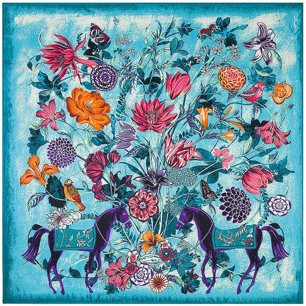 Mai Tong silk scarf 130cm flower curly flower ladies twill new large square scarf scarf shawl scarf wholesale