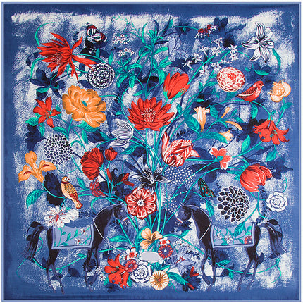 Mai Tong silk scarf 130cm flower curly flower ladies twill new large square scarf scarf shawl scarf wholesale