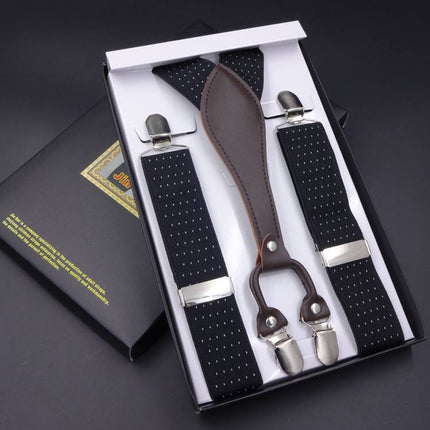 Men's Strap Suit Pants Strap Clip Suspender Strap for the Elderly Men's Fat Men's Elasticated Shoulder Strap Four Clips Black jek