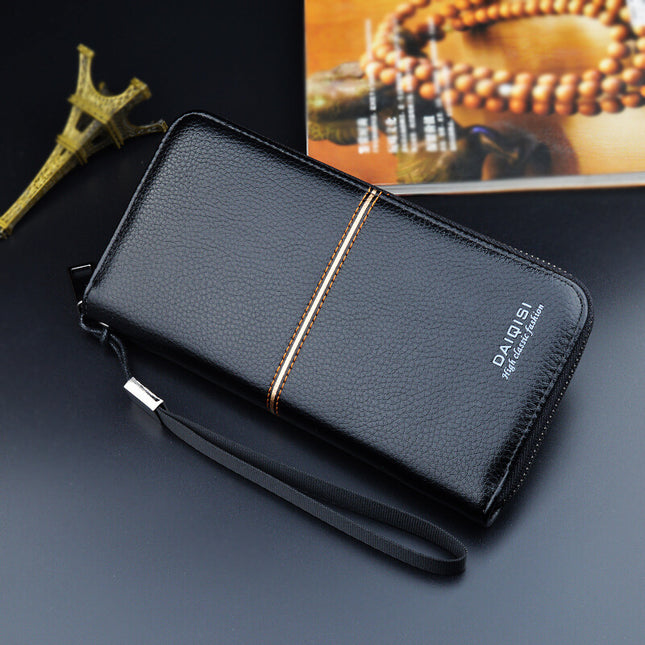 New Men's wallet men's long zipper clutch men's wallet business casual large capacity soft wallet phone bag