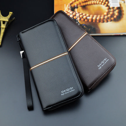 New Men's wallet men's long zipper clutch men's wallet business casual large capacity soft wallet phone bag