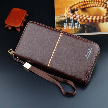 New Men's wallet men's long zipper clutch men's wallet business casual large capacity soft wallet phone bag